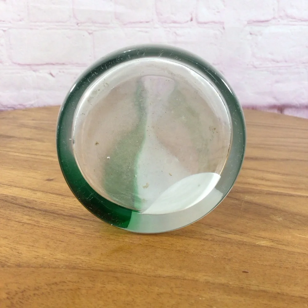 Green and White Stripe Glass Flower Vase - Picture 6 of 6